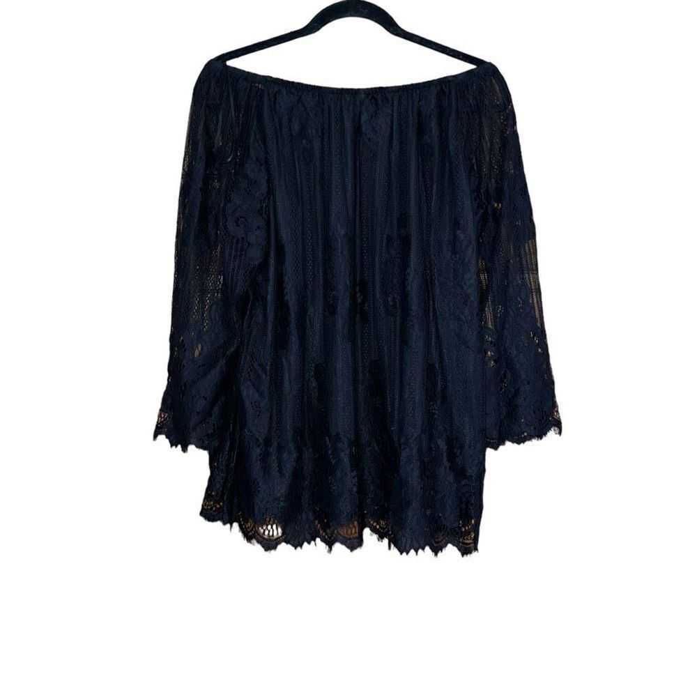 NWT NY COLLECTION Scalloped Hem Peasant Top Size Medium - Picture 4 of 7